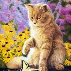 Jigsaw puzzle: Cat and butterfly