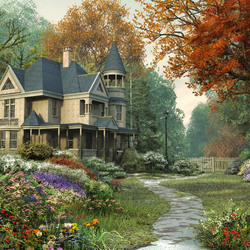 Jigsaw puzzle: Mansion with garden