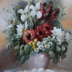 Jigsaw puzzle: Bouquet with white lilies