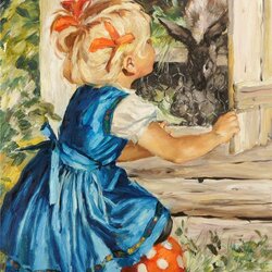 Jigsaw puzzle: Girl and rabbit