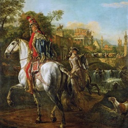 Jigsaw puzzle: Portrait of a hussar on horseback