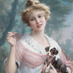 Jigsaw puzzle: Girl with puppy