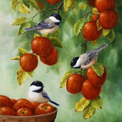 Jigsaw puzzle: Apples and birds