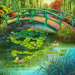 Jigsaw puzzle: Bridge over the pond