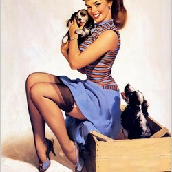 Jigsaw puzzle: Girl and puppies
