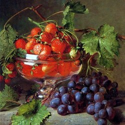 Jigsaw puzzle: Still life with grapes and strawberries