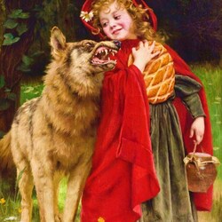Jigsaw puzzle: Little red riding hood and wolf