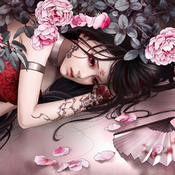 Jigsaw puzzle: Girl and roses