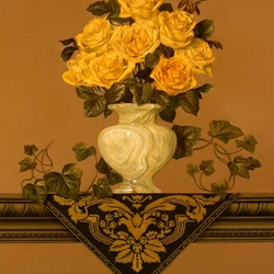 Jigsaw puzzle: Green Vase Yellow Roses / Green vase with yellow roses