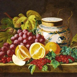 Jigsaw puzzle: Still life with fruits, berries and a Chinese vessel