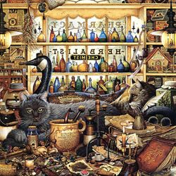 Jigsaw puzzle: Apothecary cats