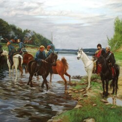 Jigsaw puzzle: Rubicon. Crossing the river by Denis Davydov's detachment