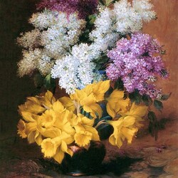 Jigsaw puzzle: Lilacs and daffodils