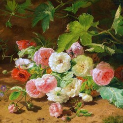 Jigsaw puzzle: Roses and poppies