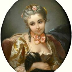 Jigsaw puzzle: Portrait of a lady with a spaniel