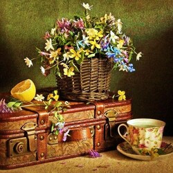 Jigsaw puzzle: Spring mood, suitcase ...