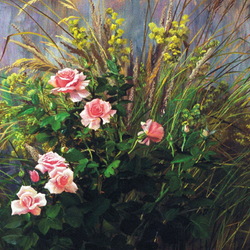 Jigsaw puzzle: Roses with wildflowers