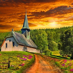 Jigsaw puzzle: Road to church