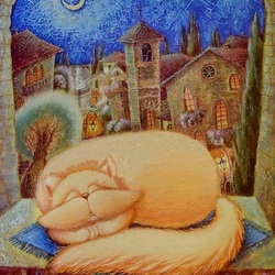 Jigsaw puzzle: Sleeping orange cat