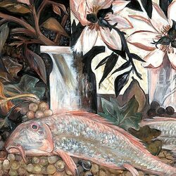 Jigsaw puzzle: Still life with red mullet and magnolia