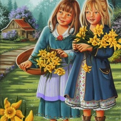 Jigsaw puzzle: Girls with daffodils