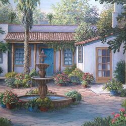 Jigsaw puzzle: Courtyard with a fountain