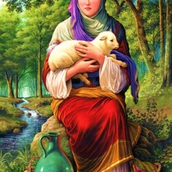 Jigsaw puzzle: Girl with lamb
