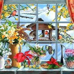 Jigsaw puzzle: And outside the window - winter