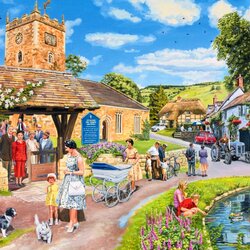 Jigsaw puzzle: Drive to the village, Sunday service