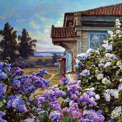 Jigsaw puzzle: Lilacs at home
