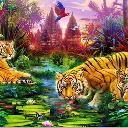 Jigsaw puzzle: Tiger family