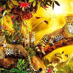 Jigsaw puzzle: Family of leopards