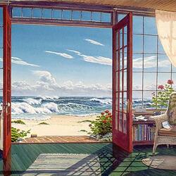 Jigsaw puzzle: Veranda overlooking the ocean
