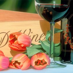 Jigsaw puzzle: Wine and tulips