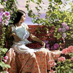 Jigsaw puzzle: Girl with cherries