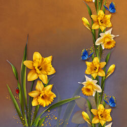 Jigsaw puzzle: Daffodils and butterflies
