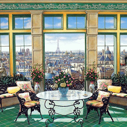 Jigsaw puzzle: Living room overlooking Paris