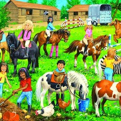 Jigsaw puzzle: Children in the stable
