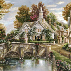 Jigsaw puzzle: Old house by the bridge