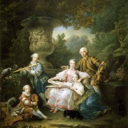 Jigsaw puzzle: Yves-Marie du Boucher, Comte de Monsoreau, with his family
