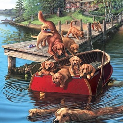 Jigsaw puzzle: Frolicking dogs