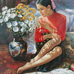Jigsaw puzzle: Portrait of a young Chinese woman