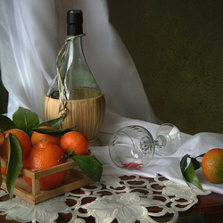 Jigsaw puzzle: Tangerines and wine