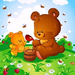 Jigsaw puzzle: Bears and honey