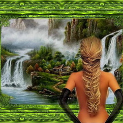 Jigsaw puzzle: Girl and waterfall