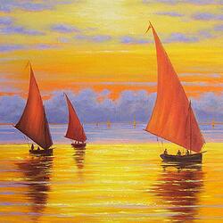 Jigsaw puzzle: Yachts at sunset