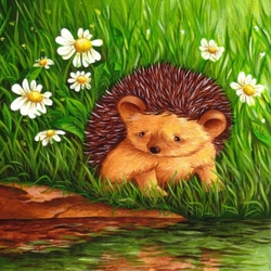 Jigsaw puzzle: Hedgehog by the water