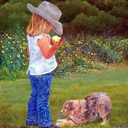 Jigsaw puzzle: Girl with a puppy