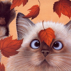 Jigsaw puzzle: Cat and leaf