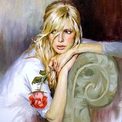 Jigsaw puzzle: Blonde with a rose